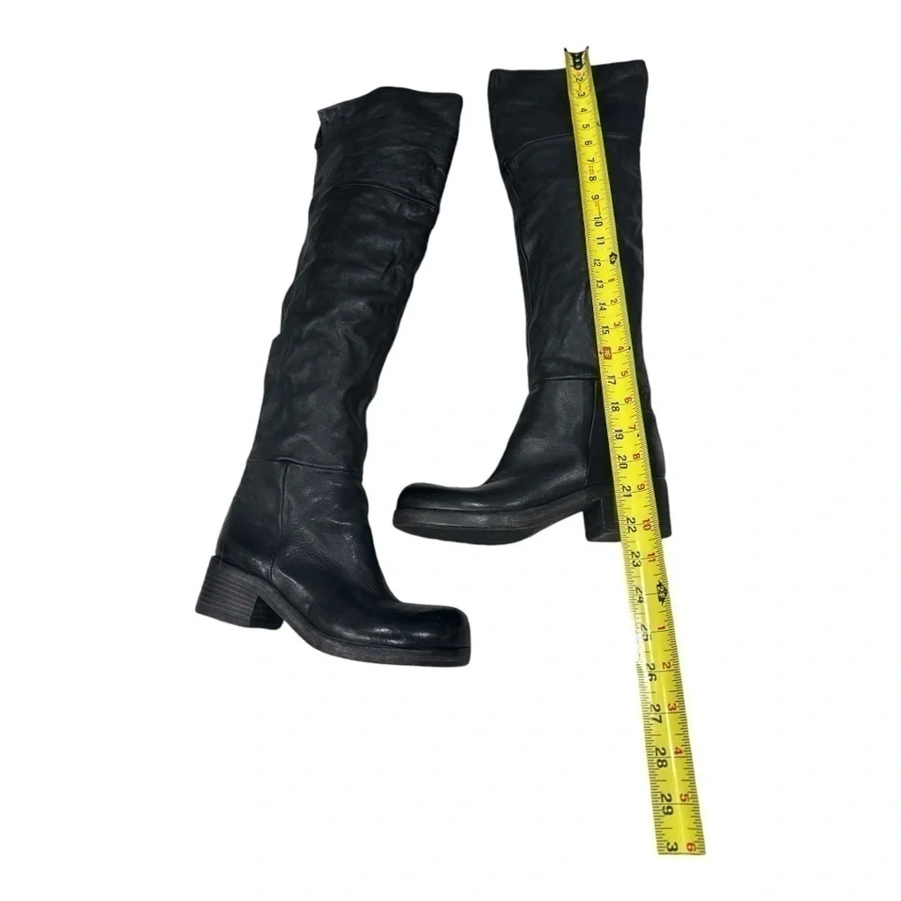 VIC MATIE Leather Boots Women's Over the Knee black Size 36 US 6 made in Italy